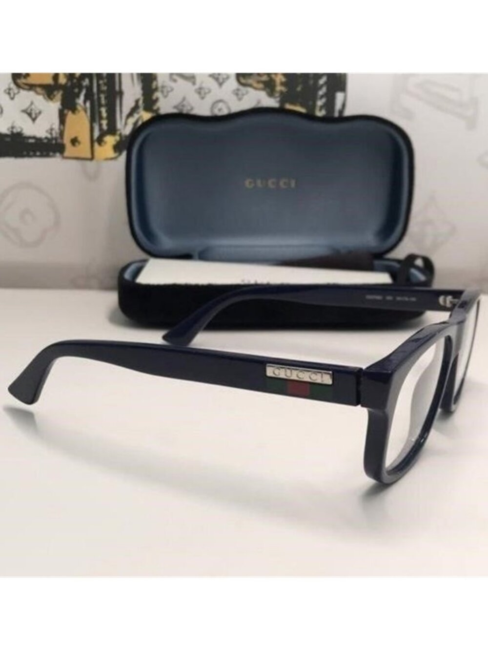 Gucci GG0768O 003 – Shiny Blue Rectangular Frame | 54-16-145 | New Authentic” - Picture 10 of 12